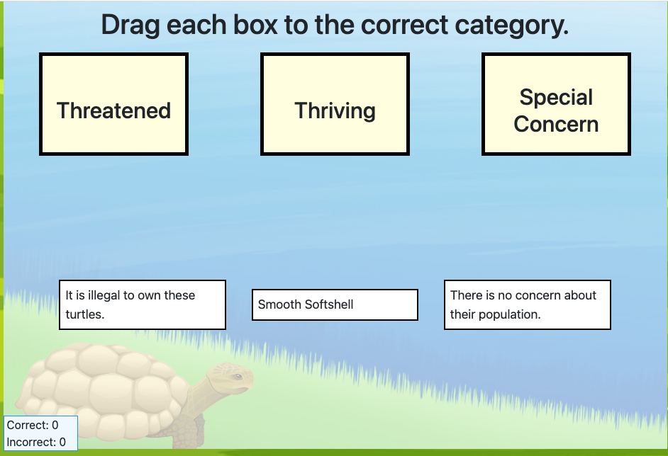 Drag into categories example with 3 categories and 3 items