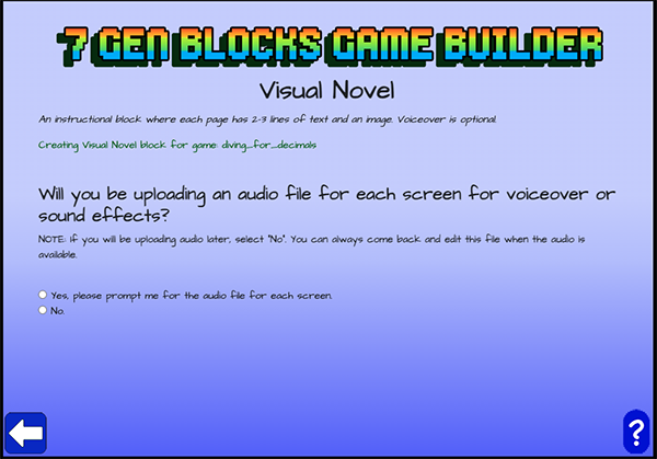 Will you be uploading an audio file for each screen?